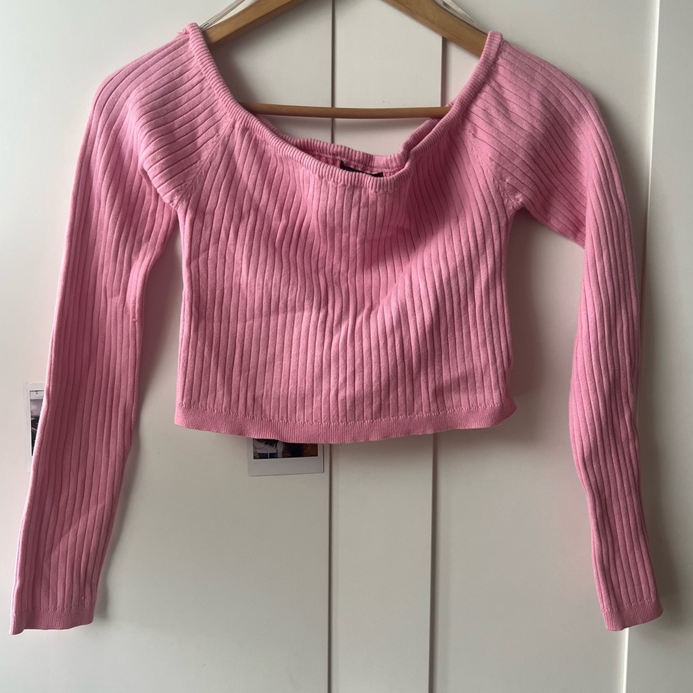 Knit off shoulder top